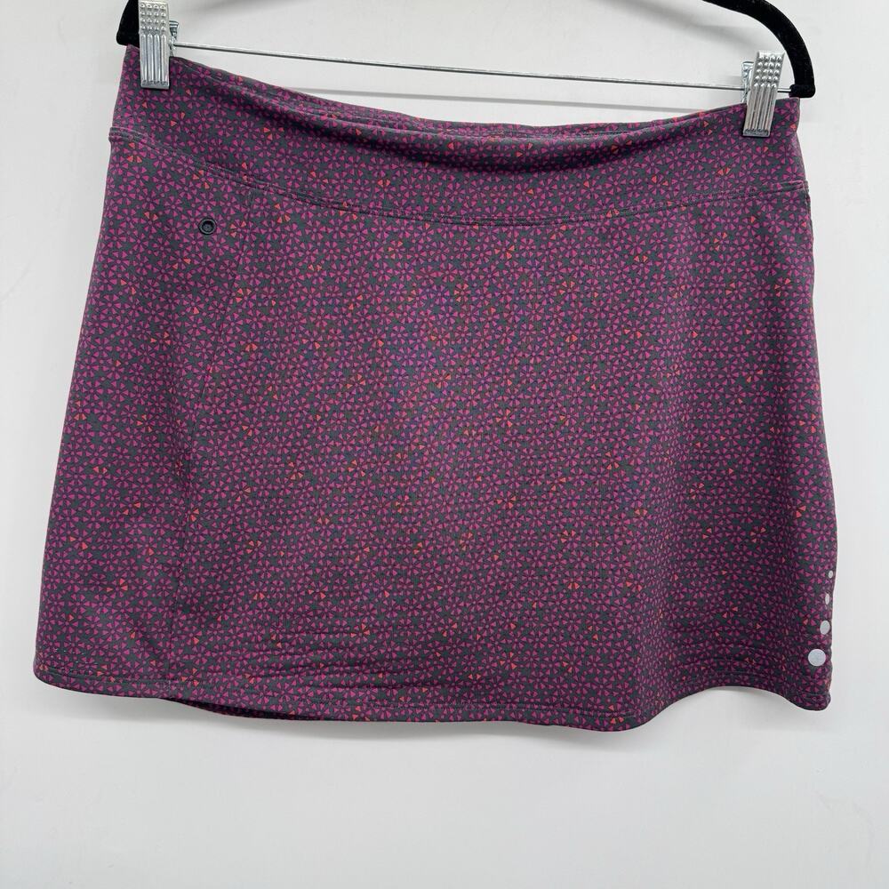 L.L. Bean Graphic Print Performance Skort Sz M Pink Gray Tennis Golf Pockets